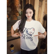 批发韩国<b class='q'>大</b>码女装纯棉210克100%棉女夏装慵懒宽松百搭印花短袖<b class='q'>T</b><b class='q'>恤</b>韩系