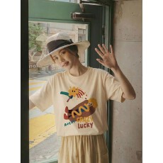 批发韩国<b class='q'>大</b>码女装纯棉210克100%棉女夏装慵懒宽松百搭印花短袖<b class='q'>T</b><b class='q'>恤</b>韩系