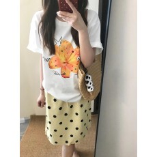 批发韩国<b class='q'>大</b>码女装纯棉210克100%棉女夏装慵懒宽松百搭印花短袖<b class='q'>T</b><b class='q'>恤</b>韩系