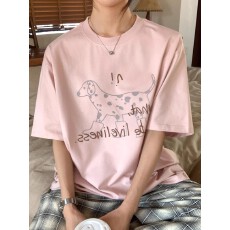 批发韩国<b class='q'>大</b>码女装纯棉210克100%棉女夏装慵懒宽松百搭印花短袖<b class='q'>T</b><b class='q'>恤</b>韩系