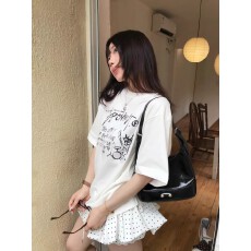 批发韩国<b class='q'>大</b>码女装纯棉210克100%棉女夏装慵懒宽松百搭印花短袖<b class='q'>T</b><b class='q'>恤</b>韩系