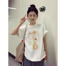 批发韩国<b class='q'>大</b>码女装纯棉210克100%棉女夏装慵懒宽松百搭印花短袖<b class='q'>T</b><b class='q'>恤</b>韩系