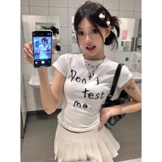 批发40支220克精梳92%棉+8%氨纶后包领修身显瘦正肩短袖<b class='q'>t</b><b class='q'>恤</b>女辣妹短款