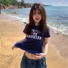 批发40支220克精梳92%棉+8%氨纶后包领<b class='q'>修身</b>显瘦正肩短袖t恤女辣妹短款