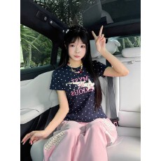 批发40支220克精梳92%棉+8%氨纶后包领<b class='q'>修身</b>显瘦正肩短袖t恤女辣妹短款