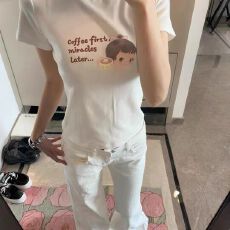 批发40支220克精梳92%棉+8%氨纶后包领<b class='q'>修身</b>显瘦正肩短袖t恤女辣妹短款