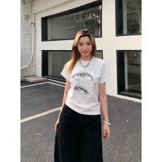 批发40支220克精梳92%棉+8%氨纶后包领<b class='q'>修身</b>显瘦正肩短袖t恤女辣妹短款