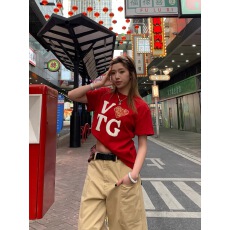 批发<b class='q'>韩国</b>大码女装纯棉210克100%棉女夏装慵懒宽松百搭印花短袖T恤韩系