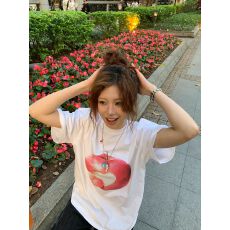 批发韩国<b class='q'>大</b>码<b class='q'>女</b>装纯棉210克100%棉<b class='q'>女</b>夏装慵懒宽松百搭印花短袖T恤韩系