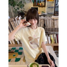 批发韩国<b class='q'>大</b>码<b class='q'>女</b>装纯棉210克100%棉<b class='q'>女</b>夏装慵懒宽松百搭印花短袖T恤韩系