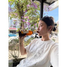 批发韩国<b class='q'>大</b>码<b class='q'>女</b>装纯棉210克100%棉<b class='q'>女</b>夏装慵懒宽松百搭印花短袖T恤韩系