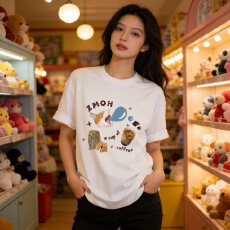 批发韩国<b class='q'>大</b>码<b class='q'>女</b>装纯棉210克100%棉<b class='q'>女</b>夏装慵懒宽松百搭印花短袖T恤韩系