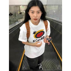 批发韩国<b class='q'>大</b>码<b class='q'>女</b>装纯棉210克100%棉<b class='q'>女</b>夏装慵懒宽松百搭印花短袖T恤韩系