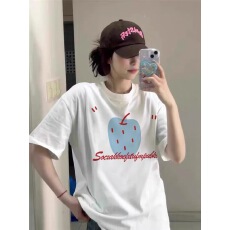 批发韩国<b class='q'>大</b>码<b class='q'>女</b>装纯棉210克100%棉<b class='q'>女</b>夏装慵懒宽松百搭印花短袖T恤韩系