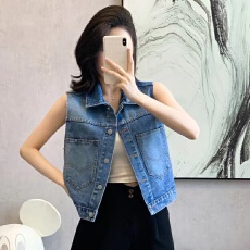 批发小香风<b class='q'>牛仔</b><b class='q'>马甲</b>女2025秋季新款宽松百搭学生坎肩外穿<b class='q'>马夹</b><b class='q'>背心</b>外套