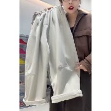 批发大码秋冬2025新款加绒加厚老爹<b class='q'>牛仔裤</b>宽松显瘦<b class='q'>松紧腰</b>休闲哈伦裤