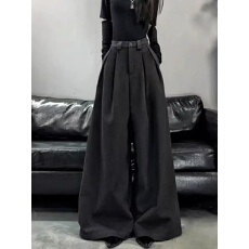 批发2025秋冬新款宽松高腰裤子显瘦休闲阔腿拖地加厚西装裤