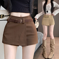 批发美式复古辣妹卡其色<b class='q'>短裤</b>裙女2025秋冬新款高级感辣妹包臀半身裙潮