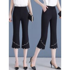 批发<b class='q'>七分</b>微喇叭阔腿裤子女春秋夏季薄款宽松显瘦大码小个子直筒休闲裤