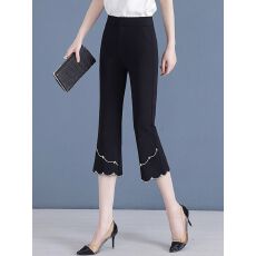 批发<b class='q'>七分</b>微喇叭阔腿裤子女春秋夏季薄款宽松显瘦大码小个子直筒休闲裤