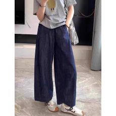 批发【原版做法仿牛仔有口袋】抽绳宽阔腿休闲裤<b class='q'>牛仔裤</b>慵懒休闲九分裤
