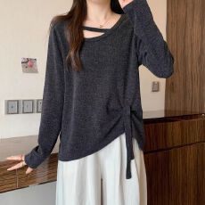 批发预12/10【绵羊绒】秋冬胖mm<b class='q'>大码</b>设计感不规则长袖T恤打底内搭上衣