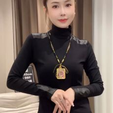 批发预12/11德绒1*1+皮革秋冬肩皮高领长袖T恤小衫<b class='q'>打底衫</b>上衣<b class='q'>大码</b>