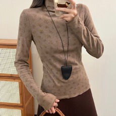 批发预12/10徳绒1*1<b class='q'>大码</b>女保暖木耳边长袖T恤碎花<b class='q'>打底衫</b>宽松上衣