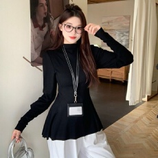 批发德绒1*1设计感<b class='q'>长袖</b>保暖<b class='q'>T</b><b class='q'>恤</b>女秋冬修身内搭显瘦半高领德绒打底衫