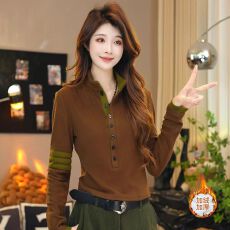 批发预12/22德绒1*1加厚洋气T恤秋冬新款修身显瘦内搭打底衫上衣