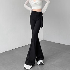 批发夏季<b class='q'>大码</b>蝴蝶结梨型身材九分<b class='q'>西装</b>裤高腰显瘦修身喇叭裤拖地马蹄裤