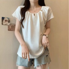 26支纯棉飞飞袖大码女装遮肚子t恤打底衫胖妹妹显瘦百搭短袖