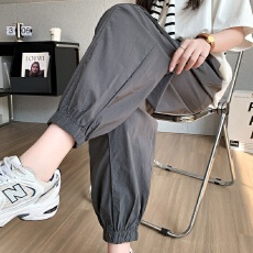 批发四面弹 小众束脚裤女夏韩版新款薄小个子高腰休闲个性九分<b class='q'>哈伦</b>裤