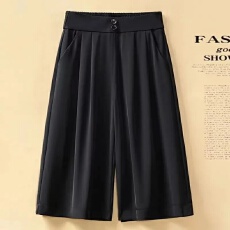 批发纯色六分裙裤女夏季薄款2026新款垂感高腰显瘦宽松休闲阔腿<b class='q'>七分</b>裤