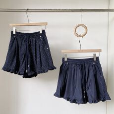 批发原版做工四面弹木耳边短裤女小个子慵懒感大码宽松阔腿A字裤