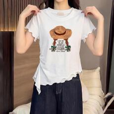 批发预5/19原版质量/人棉260克 复古木耳边不规则T恤女2026夏上衣女