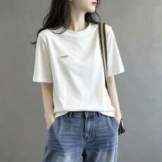 批发预5/26【40支纯棉210克】夏季<b class='q'>T</b><b class='q'>恤</b>贴标设计短袖宽松大码上衣潮流<b class='q'>T</b>