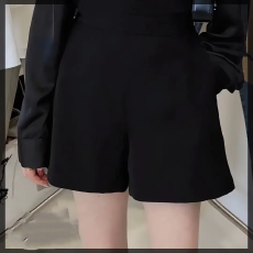 批发6/18人棉空气层260克大码短裤mm新款夏宽松高腰显瘦黑色<b class='q'>热裤</b>