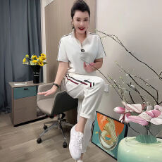 批发官图  高含棉2026夏季新款<b class='q'>韩版</b>百搭套装女士撞色上衣阔腿裤两件套