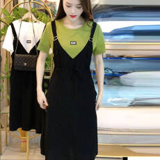 批发官图  <b class='q'>时尚</b><b class='q'>连衣裙</b>女2026夏季新款抽绳收腰中长款背带假两件裙子潮