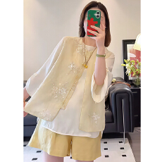 批发官图  2026夏季新款套<b class='q'>装</b>女轻奢高级感国风刺绣马甲衬衣短<b class='q'>裤</b>三件套