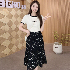 批发官图  宽松显瘦套装女2026夏季新款减龄百搭短袖t恤<b class='q'>半身</b>裙两件套