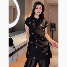 批发官图  高级感女<b class='q'>装</b>2026夏季新款圆领短袖中长款上衣八分<b class='q'>裤</b>时尚套<b class='q'>装</b>