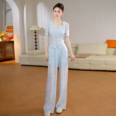 批发官图  设计感简约休闲套装<b class='q'>女</b>2026夏季新款气质显瘦上衣长裤两件套