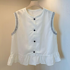 官图  夏季时尚洋气设计感无袖衬衫女2026新款松弛感减龄显瘦上衣