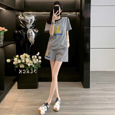 批发官图  高含棉<b class='q'>韩版</b>时尚套装女2026夏季新款撞色刺绣短袖短裤两件套