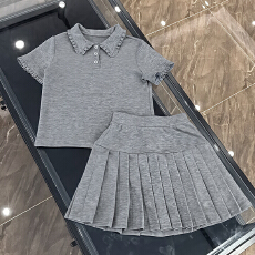 批发官图  高含棉2026夏季新款今年流行套装女POLO领短袖<b class='q'>百褶</b>裙两件套