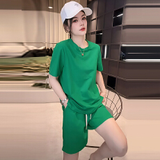 批发官图  高含棉休闲<b class='q'>运动服</b>套装女士2025夏季新款<b class='q'>显瘦</b>短袖短裤两件套