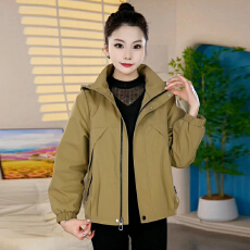 批发官图  <b class='q'>休闲</b>时尚连帽<b class='q'>外套</b>女2026年秋季新款韩版减龄百搭妈妈装上衣
