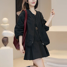 批发官图  小个子套装女2026年秋季新款遮肉圆领外套吊带<b class='q'>连衣裙</b>两件套